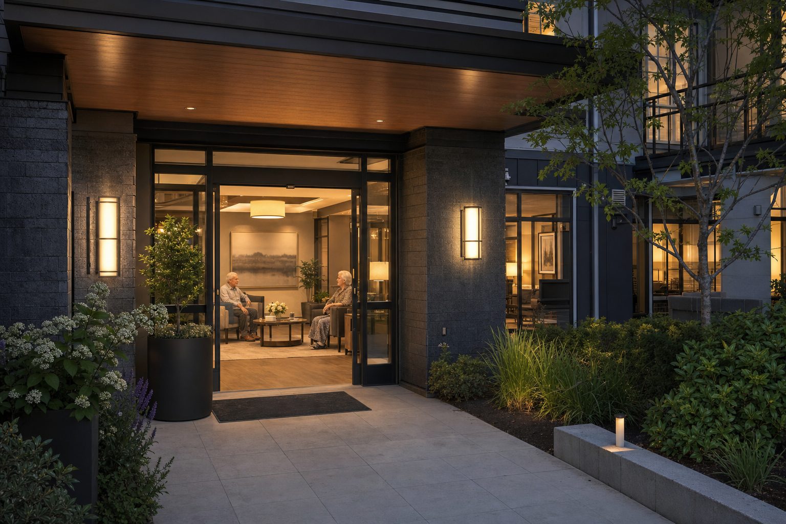 Affordable housing community entrance